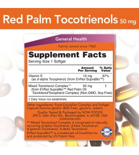 NOW Supplements, Red Palm Tocotrienols 50 mg, 60 Softgels