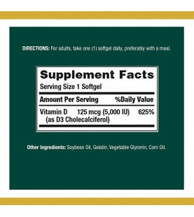 Vitamin D3 by Nature’s Bounty for Immune Support, 125 mcg (5000iu), 240 Softgels