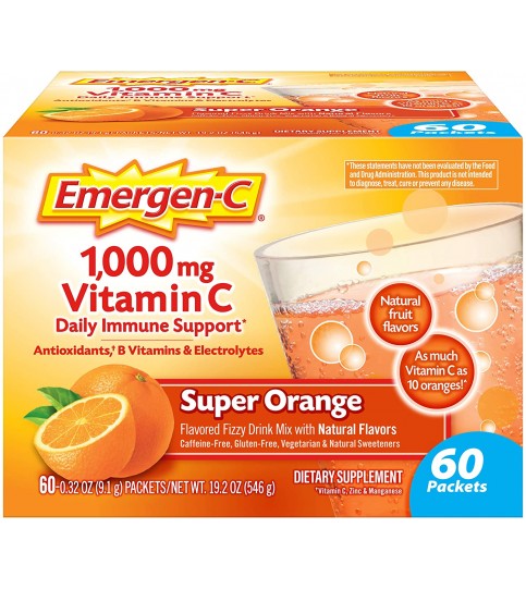 Emergen-C 1000mg Vitamin C Powder, Super Orange Flavor - 60 Count