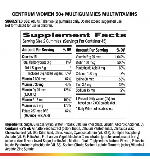 Centrum MultiGummies Gummy Multivitamin for Women 50 Plus, 90 Count