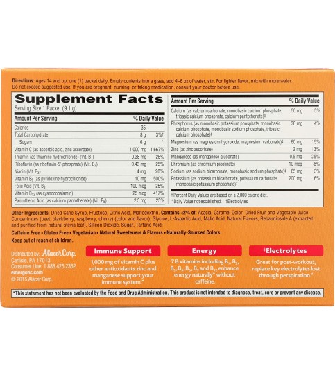 Emergen-C 1000mg Vitamin C Powder, Raspberry Flavor - 30 Count