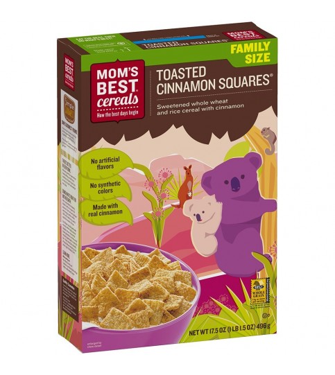 Mom's Best Toasted Cinnamon Squares Cereal (14x17.5Oz)