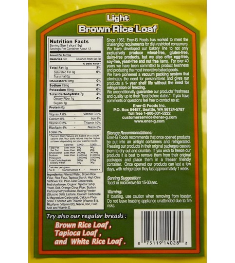 Ener-G Light Brown Rice Loaf (6x8 Oz)