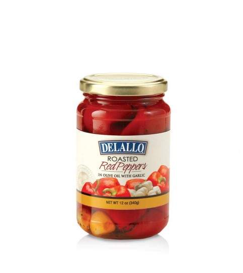 De Lallo Roasted Red Peppers With Garlic (12x12Oz)