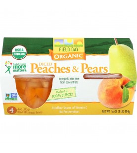 Field Day Organic Diced Peaches & Pearscups (6x4PK )