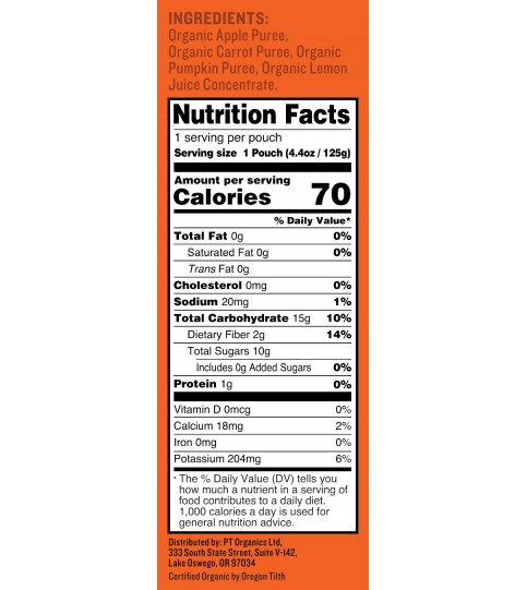 Peter Rabbit Organics Pumpkin Carrot & Apple Fruit Puree (10x4.4 Oz)