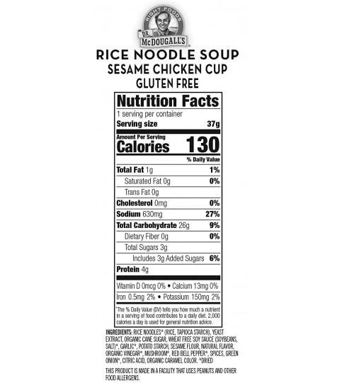 Dr. Mcdougall's Rice Noodle, Sesame Chicken (6x1.3 OZ)